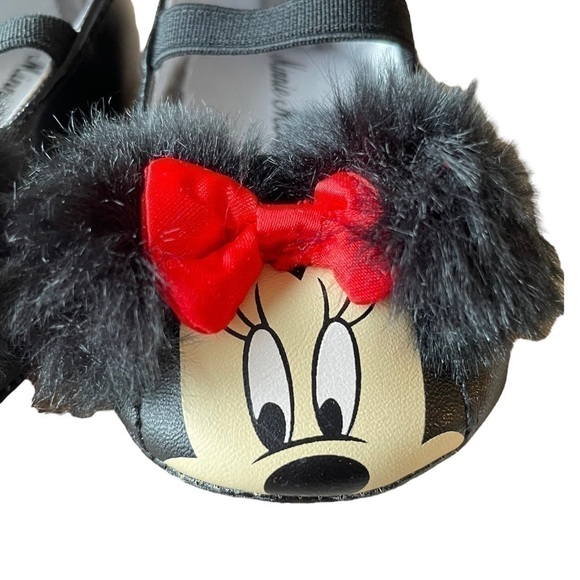 Disney baby infant girls black minnie mouse fuzzy ears shoes 9-12 months - Picture 3 of 7